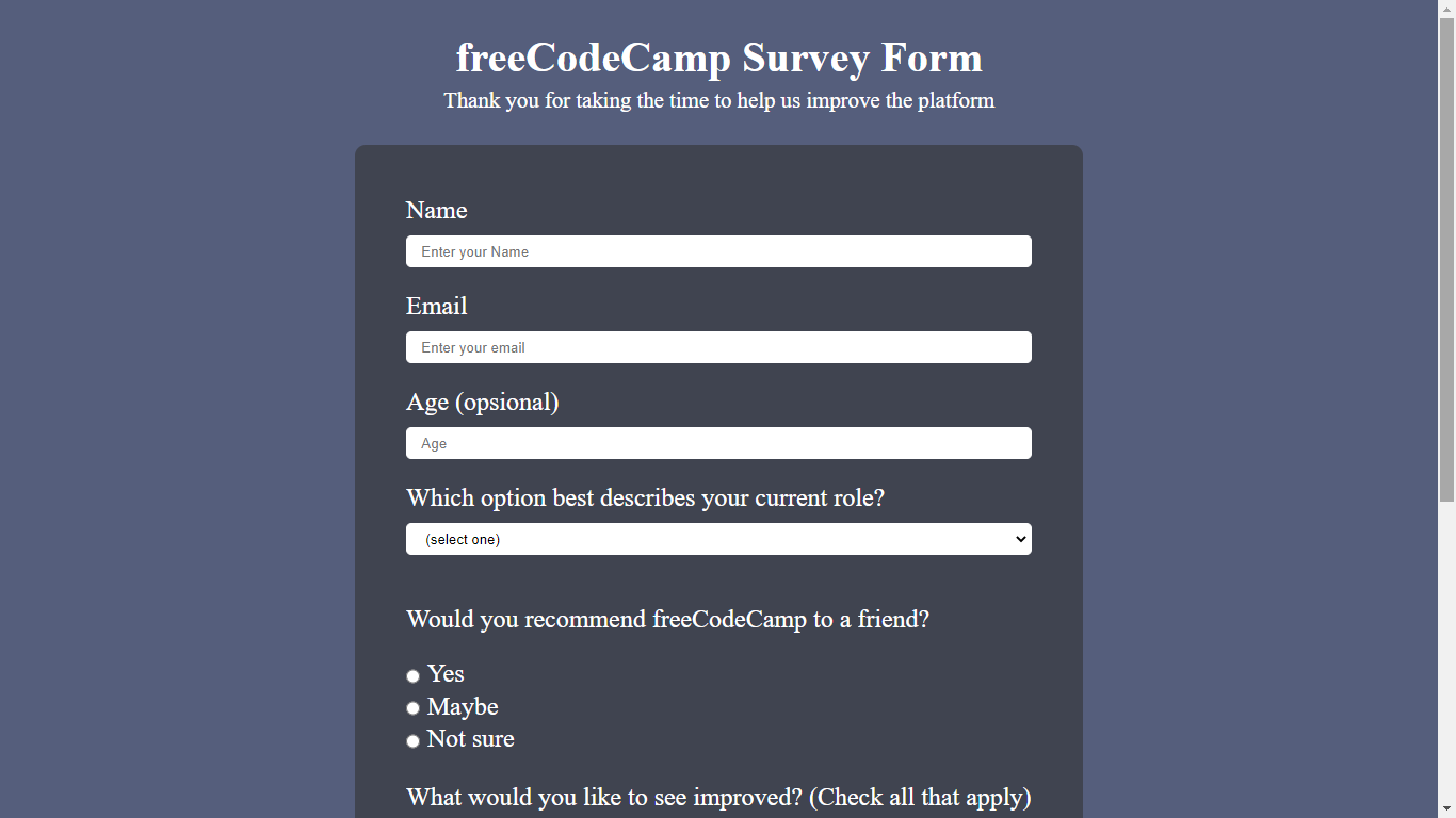 Survey Form Portofolio